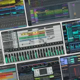 Viele DAWs (Digital Audio Workstations) für das best beat making software. Musikproduktion auf dem Bildschirm.
