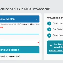 Online-Tool zur Umwandlung von MPEG in MP3. Lade deine MPEG-Datei hoch, wähle MP3 als Zielformat und starte die Umwandlung.