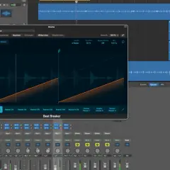 Beat Breaker-Plugin in Logic Pro X, das für kreative Rhythmus-Effekte genutzt wird. Ähnlich wie bei kostenlosen Logic Pro X Plugins, ermöglicht es die Manipulation von Beats.