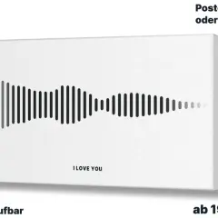 Schallwelle mit "I LOVE YOU" als Motiv. Der schnelle rise time zeigt die Intensität der Aussage. Dein Audio jederzeit abrufbar.