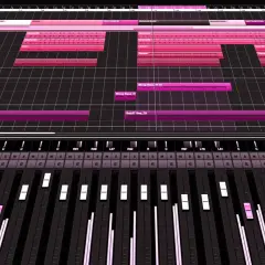 Digitale Musikproduktion: Spuren für Drums, Bass und mehr, während die Fader für das Mixing in Mono bereitstehen.