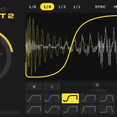 Nicky Romero Kickstart 2 vst plugin: Wellenform-Anzeige, Mix-Regler und Auswahl von Hüllkurvenformen.
