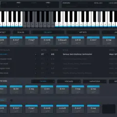 Musiksoftware mit virtueller Klaviatur, Akkorden und Skalen. Der auto key-Assistent hilft bei der Komposition.
