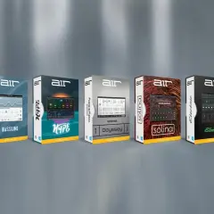 Reihe von Software-Boxen für Musikproduktion: AIR TB-303, Bassline, Hype, Odyssey, Solina, Electric, Mellotron. Fortschrittliche air music technology.