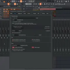 FL Studio mit geöffnetem Audiogeräte-Menü, das die Einstellungen für die software audio interface zeigt.