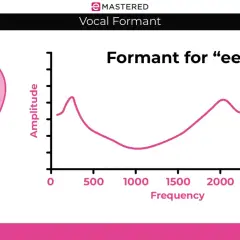 Diagramm zeigt den Vokal "ee" und seine Frequenzanalyse. Der **formant shifting** wird durch die Kurve dargestellt.