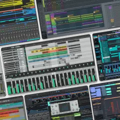 Viele DAWs (Digital Audio Workstations) für das best beat making software. Musikproduktion auf dem Bildschirm.