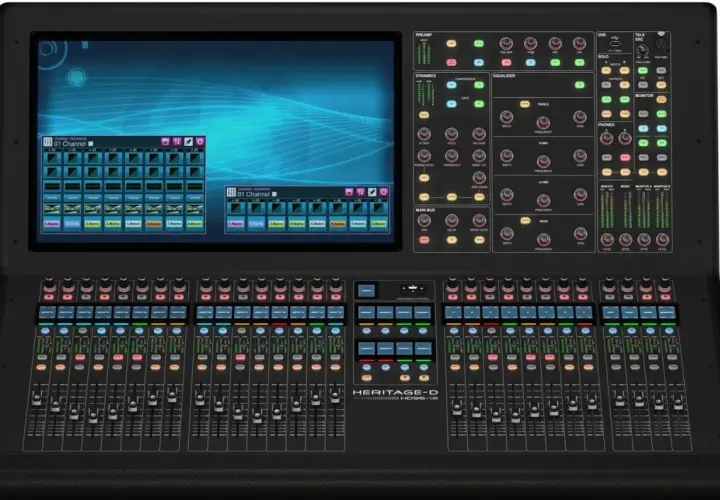 Digitales Mischpult Heritage-D HD96-18, der fortschrittliche Midas M32 Nachfolger mit vielen Kanälen und Touchscreen.