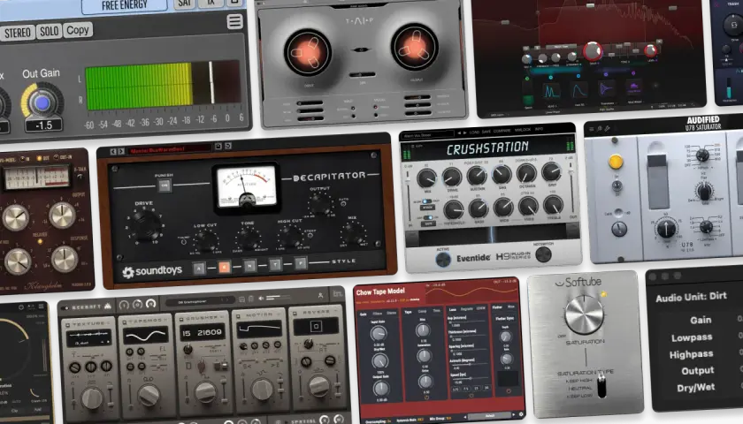 Viele Audio-Plugins für Sättigungseffekte, darunter ein kostenloser Sättigungs-Plugin.