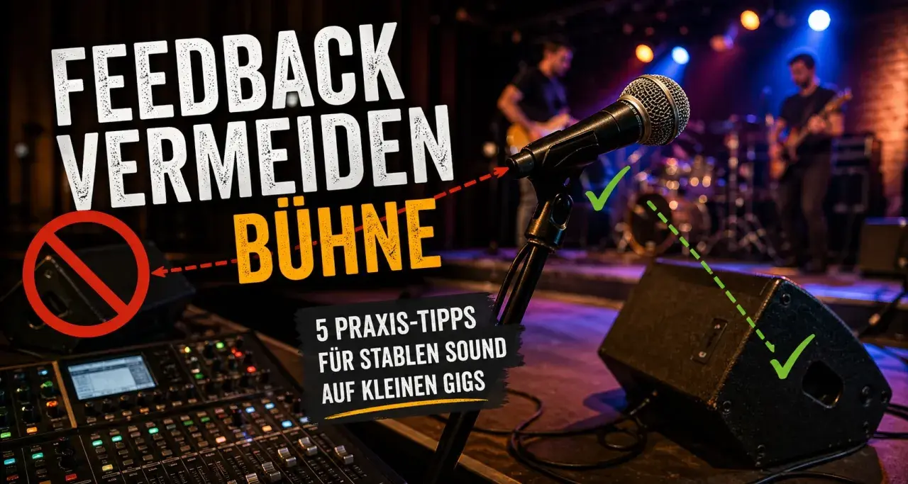 MADI AUDIO: Mikrofon, Mischpult und Bühnen-Setup. Tipps zur Vermeidung von Feedback für stabilen Sound auf kleinen Gigs.