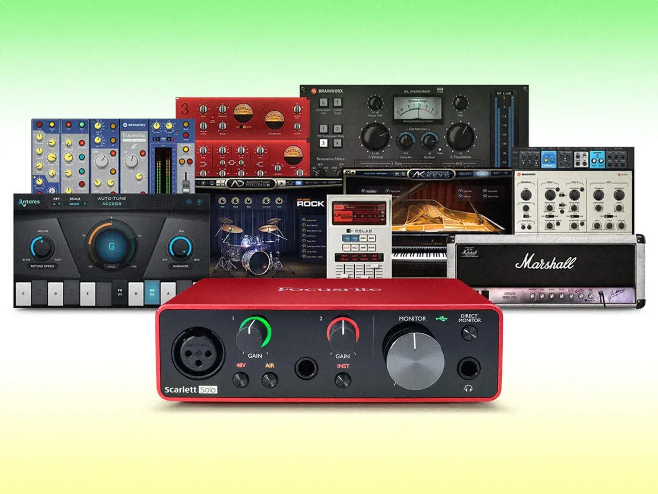 Hitmaker-Expansion: Eine Sammlung von Musikproduktions-Tools, darunter Audio-Interfaces, Plugins und virtuelle Instrumente, für den perfekten Sound.