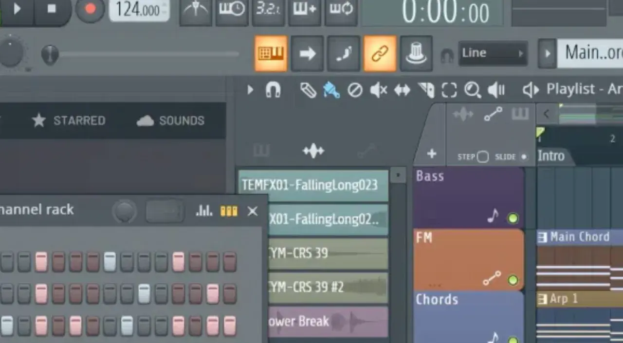FL Studio-Oberfläche zeigt, wie man Plugins installiert. Der Channel Rack und die Playlist sind sichtbar.