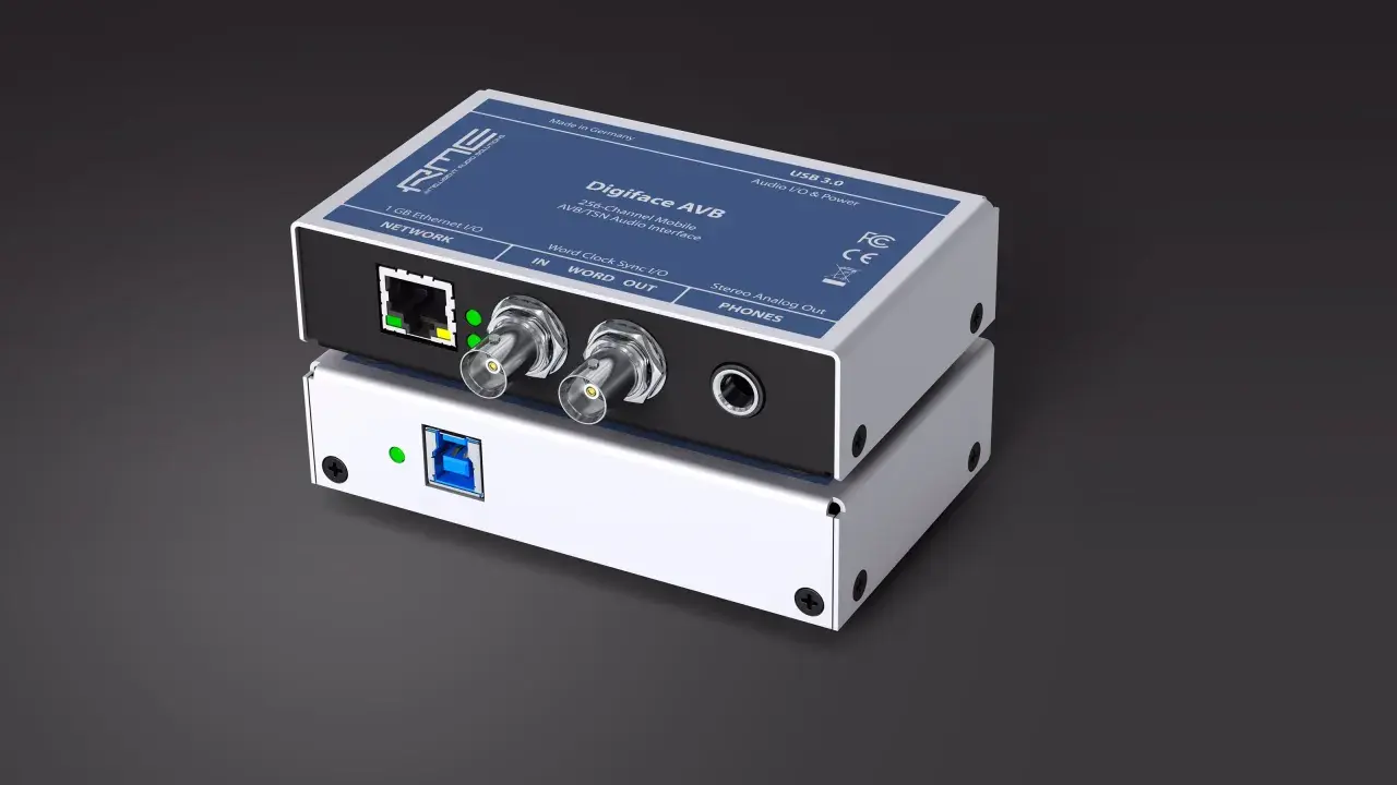 RME Digiface AVB: 256-Kanal Mobile AVB/TSN Audio Interface. Eine Alternative zu Dante für professionelle Audioübertragung.