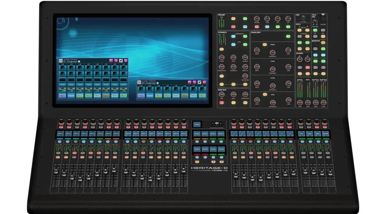 Digitales Mischpult Heritage-D HD96-18, der fortschrittliche Midas M32 Nachfolger mit vielen Kanälen und Touchscreen.
