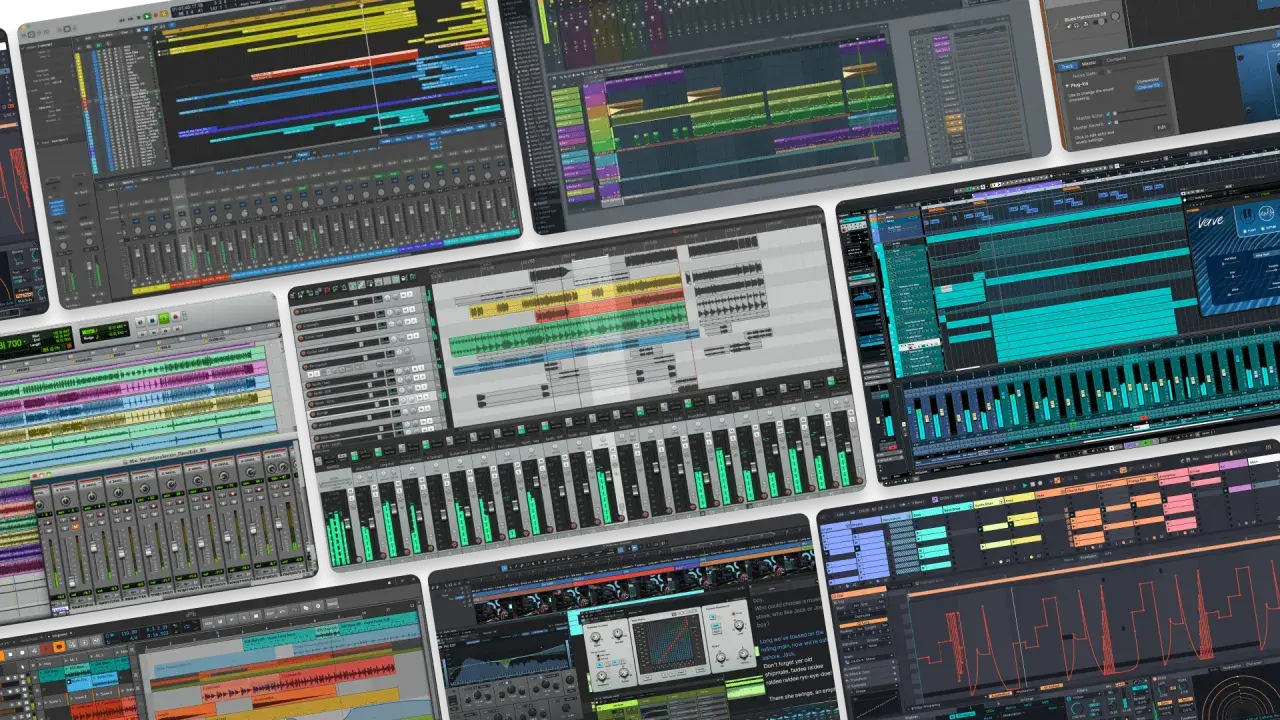Viele DAWs (Digital Audio Workstations) für das best beat making software. Musikproduktion auf dem Bildschirm.