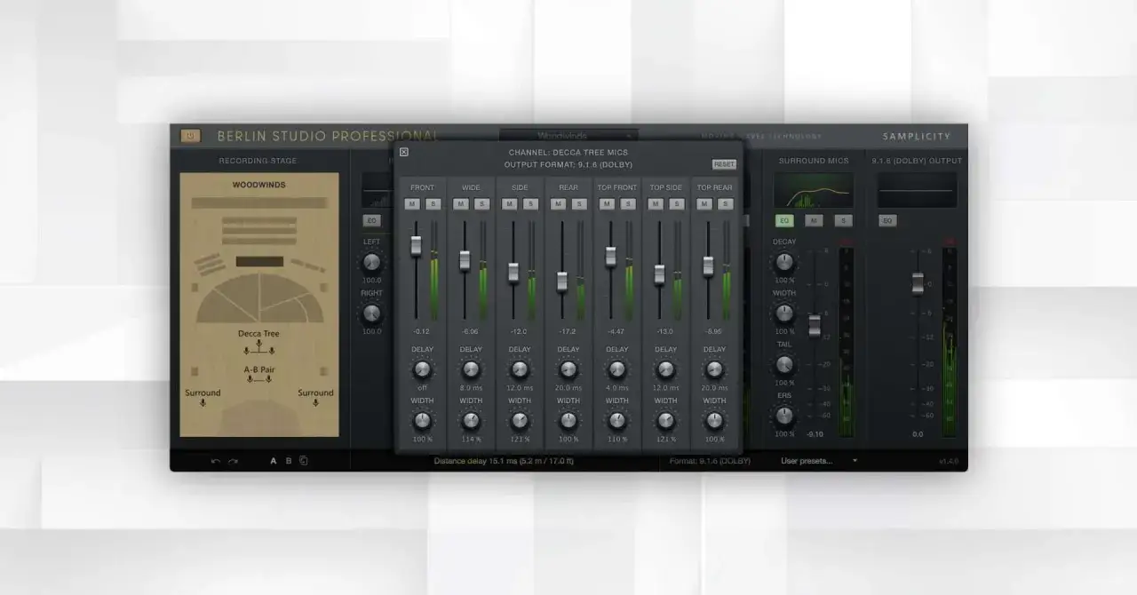 Ein digitales Audio-Plugin mit vielen Reglern und Fades, das f&uuml;r die Aufnahme von Holzbl&auml;sern und die Erzeugung von Reverb-Effekten mit dem 