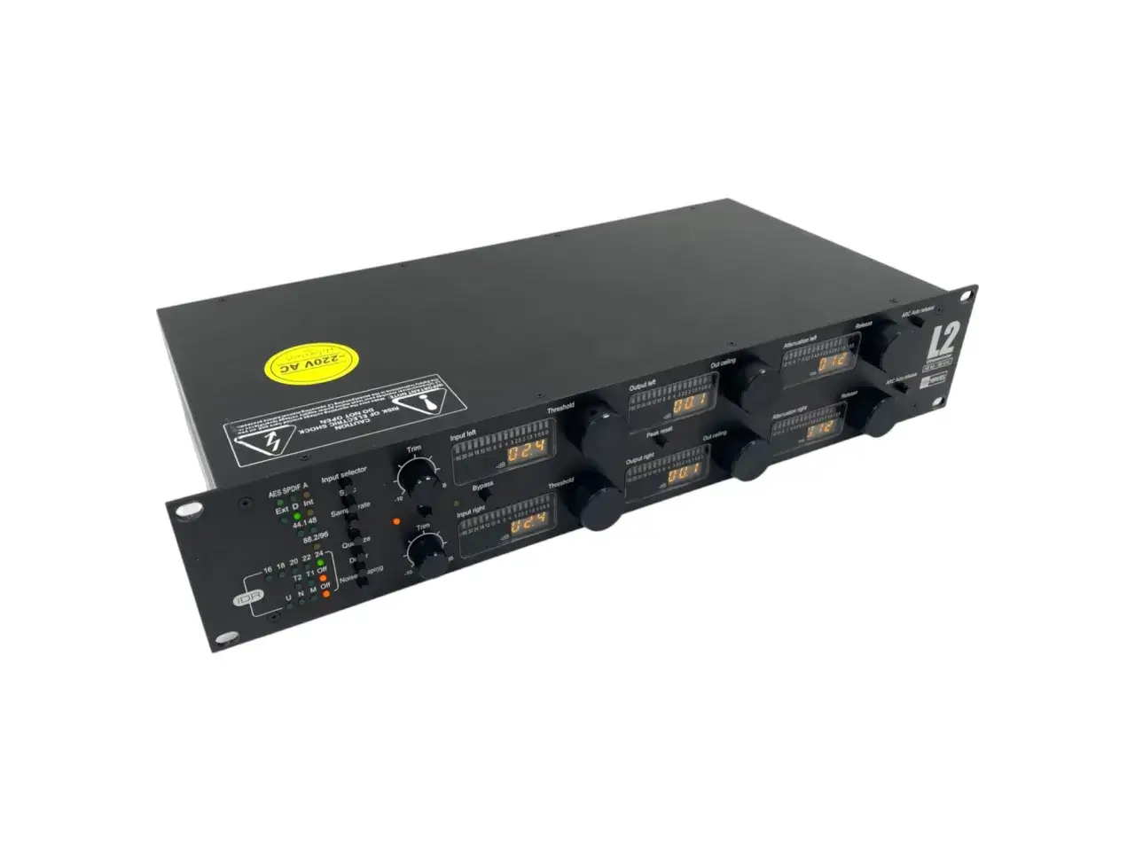 Waves L2 Limiter mit digitalen Ein- und Ausg&auml;ngen. Das Ger&auml;t hat Regler f&uuml;r Threshold, Release und Trim.