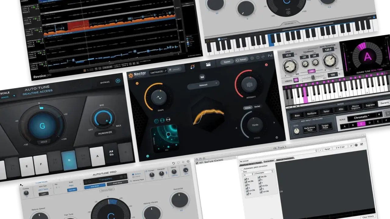 Autotune-Plugins wie Nectar und Waves Tune Real-Time, die für autotune free-Bearbeitung stehen, im Einsatz.