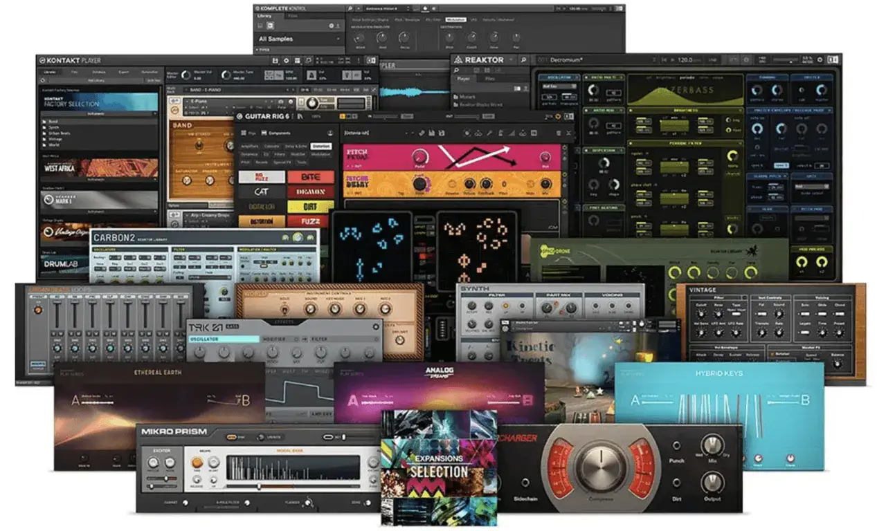 Vielf&auml;ltige Musiksoftware-Plugins, die die Evolution von vst zu vst3 zeigen.