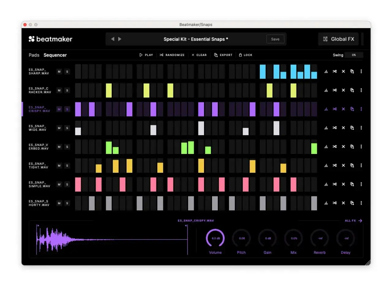 Beatmaker Sequencer: Erstelle deine eigenen Beats online. Bunte Blöcke zeigen die programmierten Sounds.