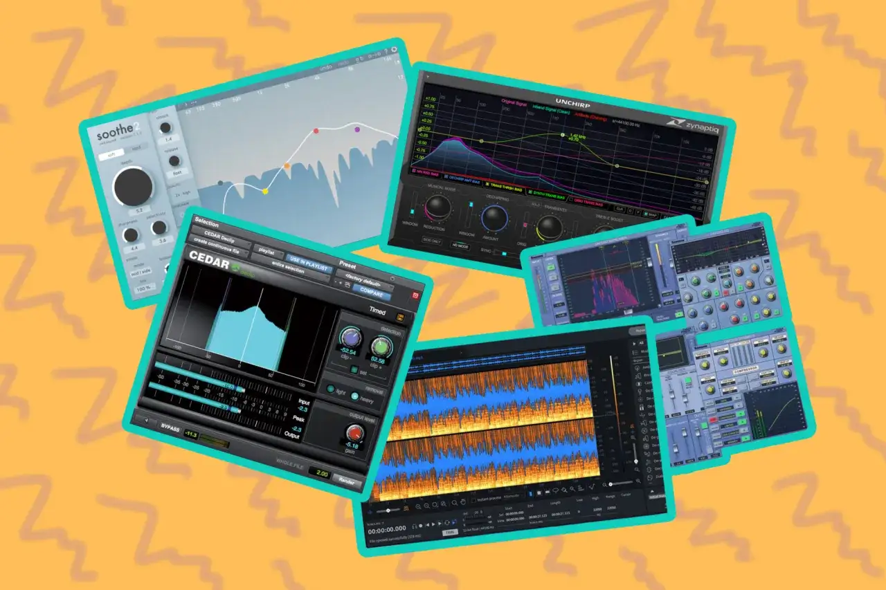 Audio-Plugins wie Soothe, Cedar und Unchirp. Die rx connect app ist hier nicht zu sehen.